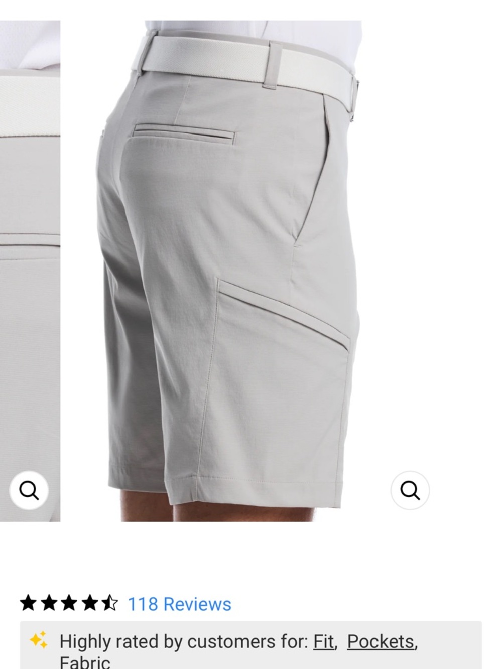 Callaway Men's Light Gray Hybrid Golf Shorts with Side Utility Pocket